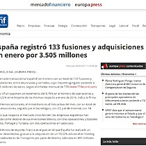 Espaa registr 133 fusiones y adquisiciones en enero por 3.505 millones